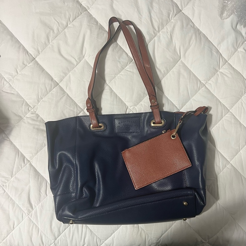GH Bass leather shoulder bag. Navy colored. Gently used. Cross posted